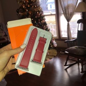Red leather Apple Watch band